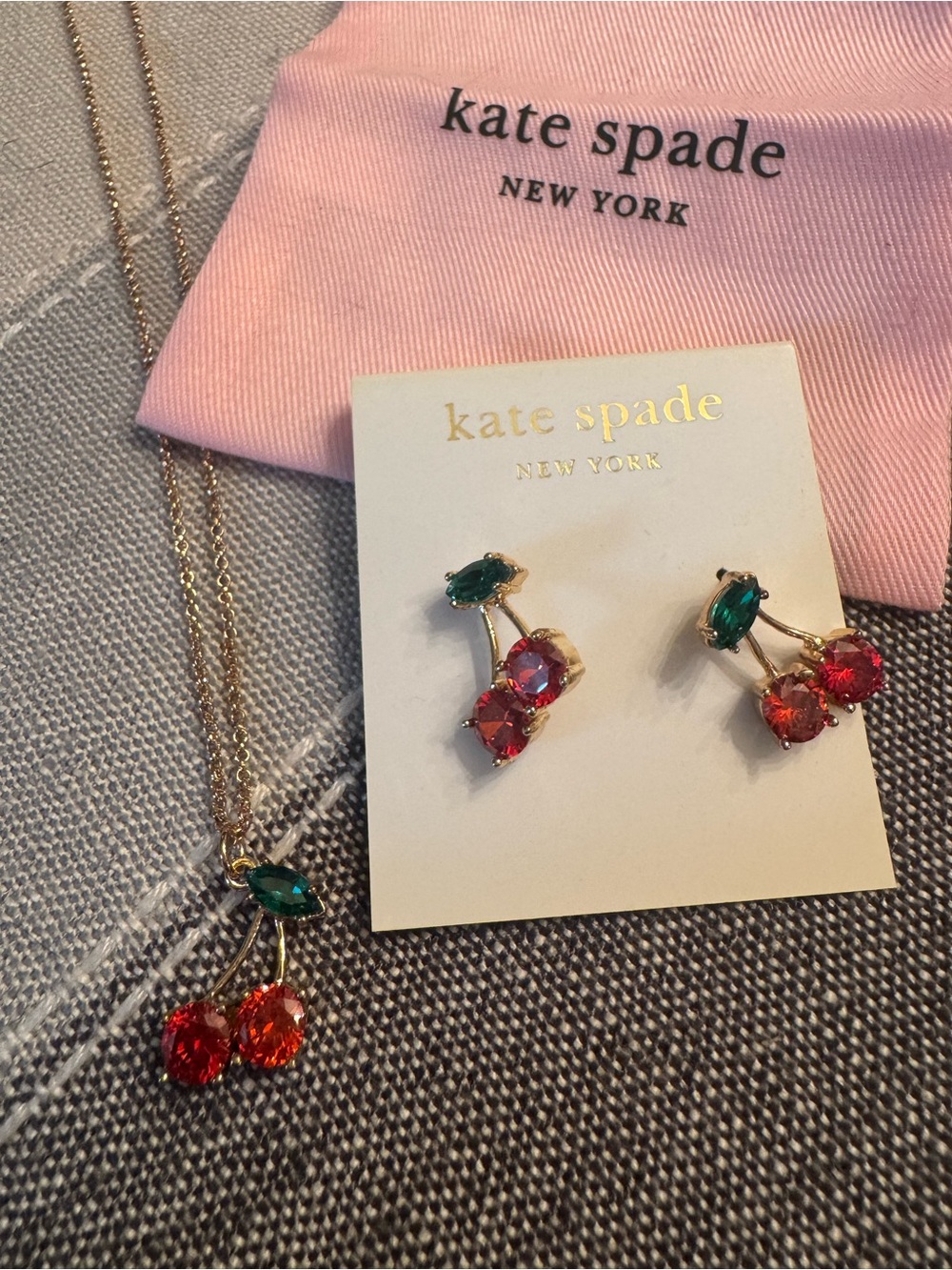 Kate Spade New York Ma Cherie Cherry Mini Pendant Necklace & Earrings - Picture 7 of 7